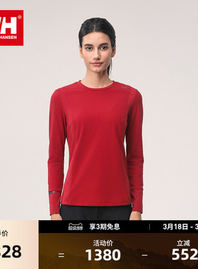 HELLYHANSEN/HH 24冬女款撞色条纹拼接圆领长袖套头衫