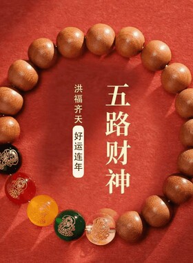 【老师推荐】2025新款蛇年本命年桃木五路生肖男女手串挂件汽车挂