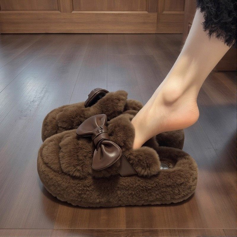 羊羔绒包头毛毛拖鞋女外穿2025年新款秋冬厚底蝴蝶结加绒洋气棉拖,居家布艺,居家棉拖/棉鞋,淘宝优惠券,粉丝福利购,淘宝优惠卷