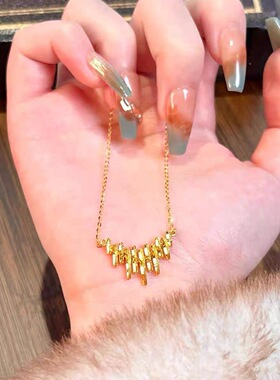 金色碎碎冰律动音符项链女锁骨链