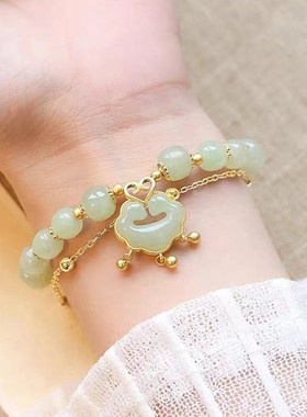 新中式如意平安锁铃铛转运手链