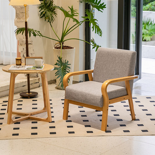 阳台休闲 卧室小户型宿舍寝室实木布艺现代简约单人双人小沙发椅