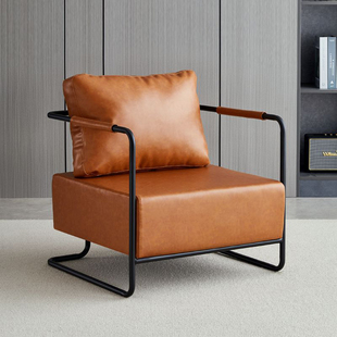 极简铁艺沙发椅复古工业风轻奢简约客厅休息区沙发单人小沙发 意式