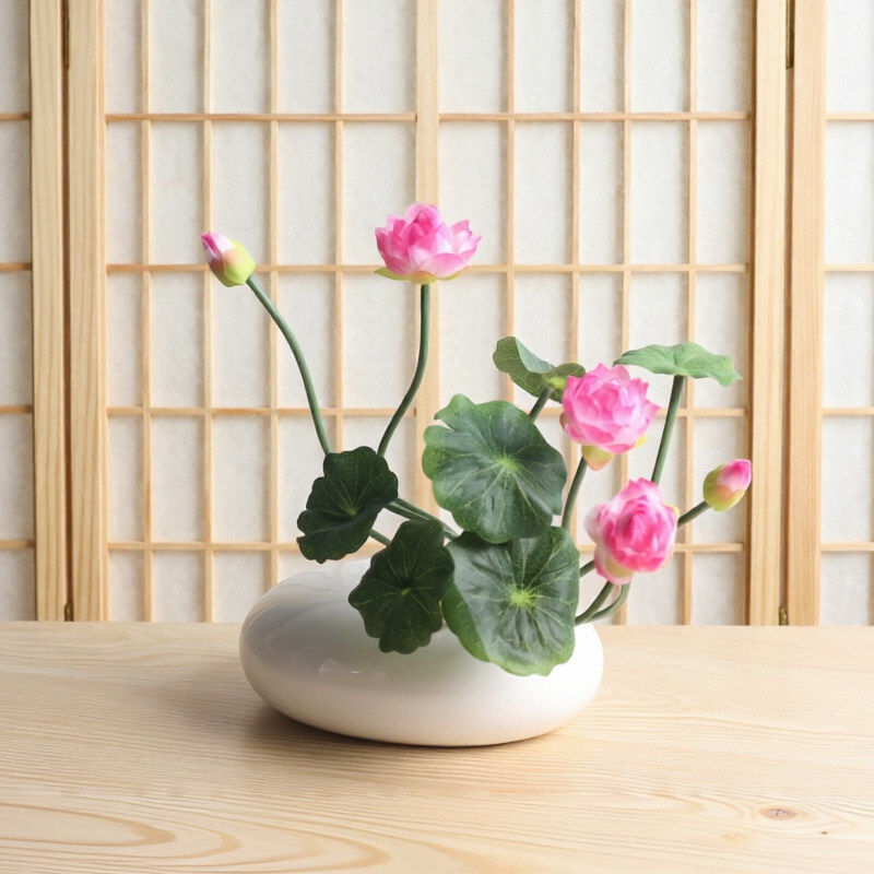 仿真荷花莲花盆栽摆件客厅装饰摆件家居绿植假花新中式桌面摆设品