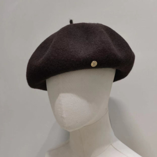 优雅复古咖色贝雷帽秋冬百搭帽子女绵羊毛画家帽显脸小时尚 蓓蕾帽