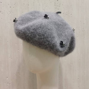 超柔软～兔毛混绵羊毛贝雷帽子女秋冬时尚 轻奢保暖蓓蕾画家帽逛街