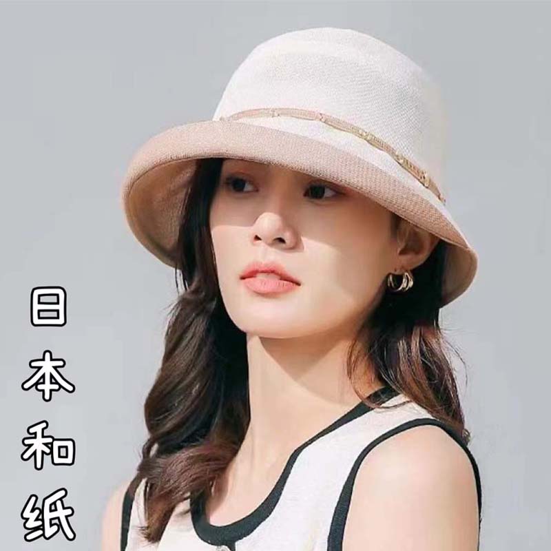 日本和纸帽子女薄款夏季太阳帽防紫外线遮阳帽女防晒2024年渔夫帽