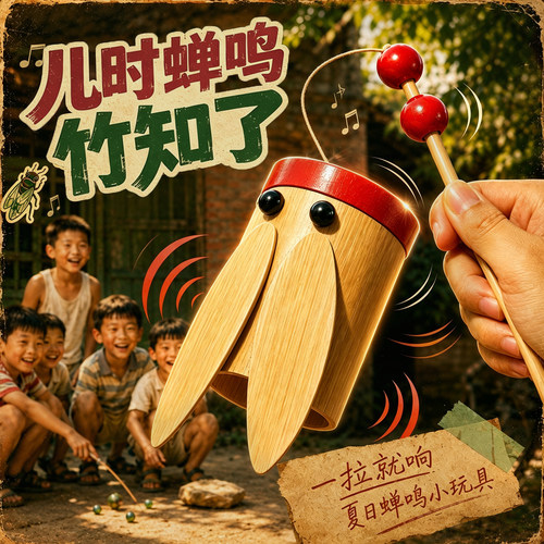 竹知了蝉鸣发声玩具传统竹编制品