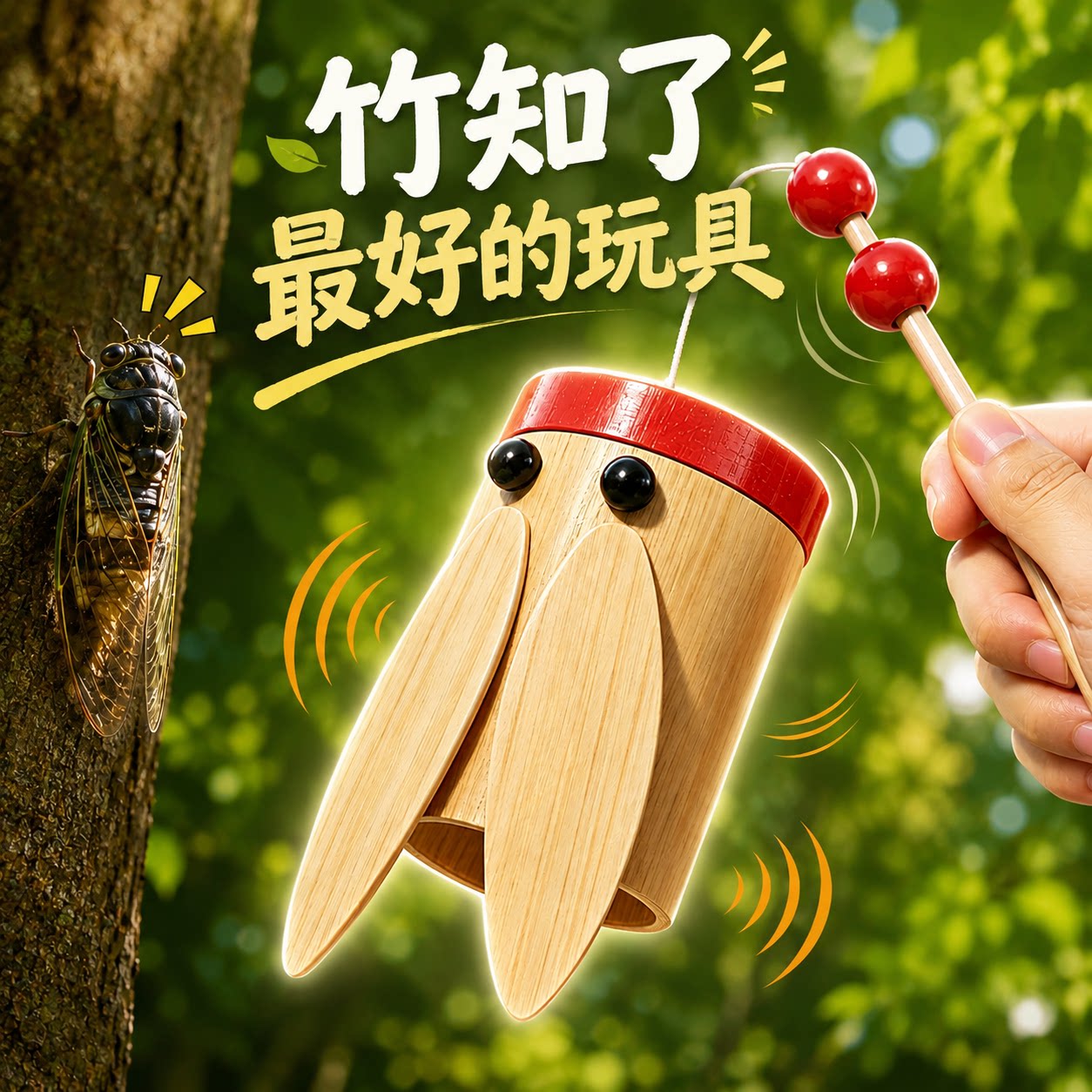 竹知了蝉鸣发声玩具科学实验儿童小制作发明自制手工diy材料成品