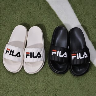 FILA/斐乐 Drifter 防滑耐磨 时尚休闲厚底 一字 拖鞋女款/黑色
