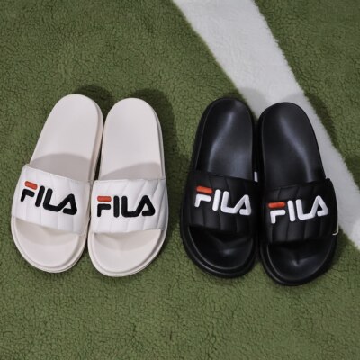 FILA/斐乐 Drifter 防滑耐磨 时尚休闲厚底 一字 拖鞋女款/黑色