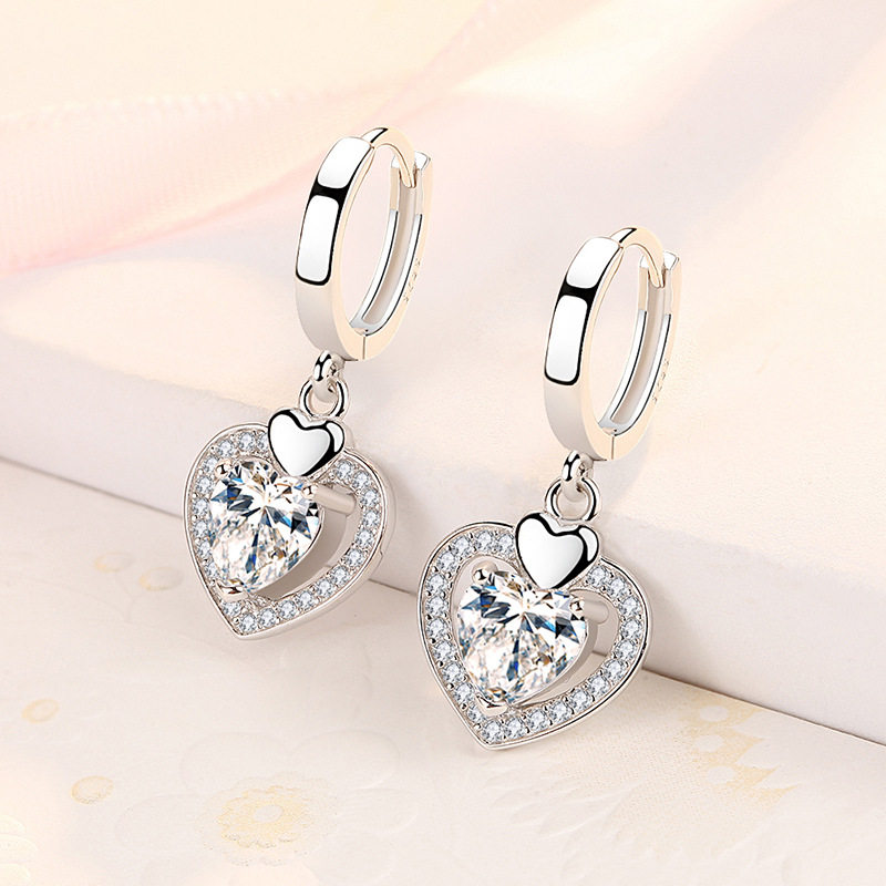 925纯银爱心耳环女2024爆款设计感潮心形耳扣长款耳坠一对送女友,饰品/流行首饰/时尚饰品新,银饰耳饰,淘宝优惠券,粉丝福利购,淘宝优惠卷