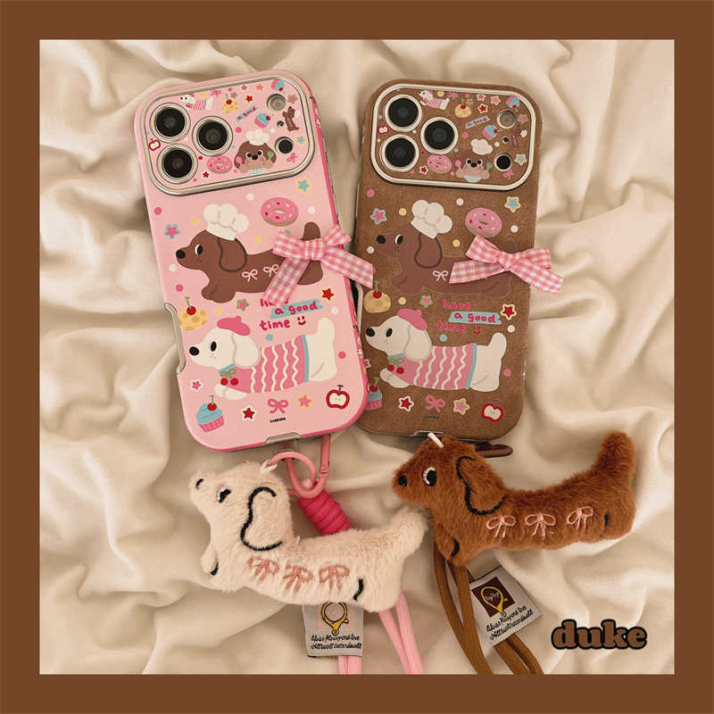 适用苹果手机壳卡通可爱腊肠狗