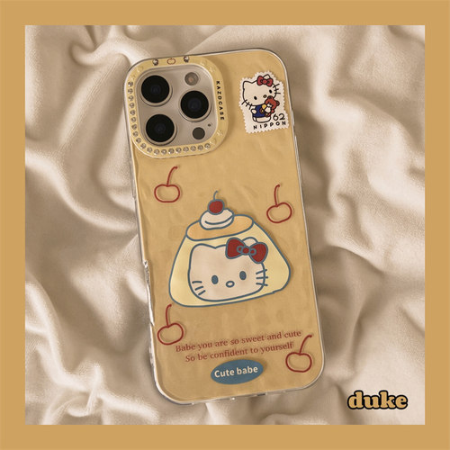 适用苹果手机壳涂鸦布丁凯蒂猫