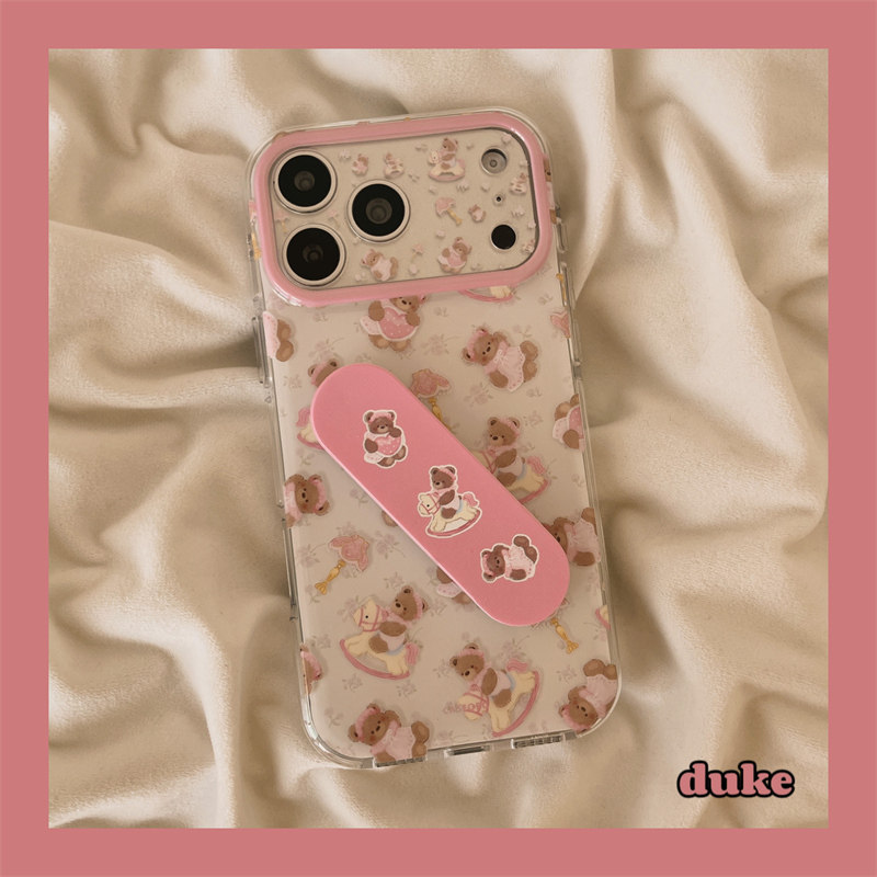 独壳 卡通粉色木马小熊适用苹果17promax手机壳日韩可爱少女心iPhone16新款15防摔15pro女款双层壳手机套硬壳,3C数码配件,手机保护套/壳,淘宝优惠券,粉丝福利购,淘宝优惠卷