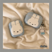 ins韩系简约蓝色米菲兔挂饰适用airpods4保护套苹果耳机保护壳airpodspro2代pro3无线蓝牙耳机套airpods3软壳