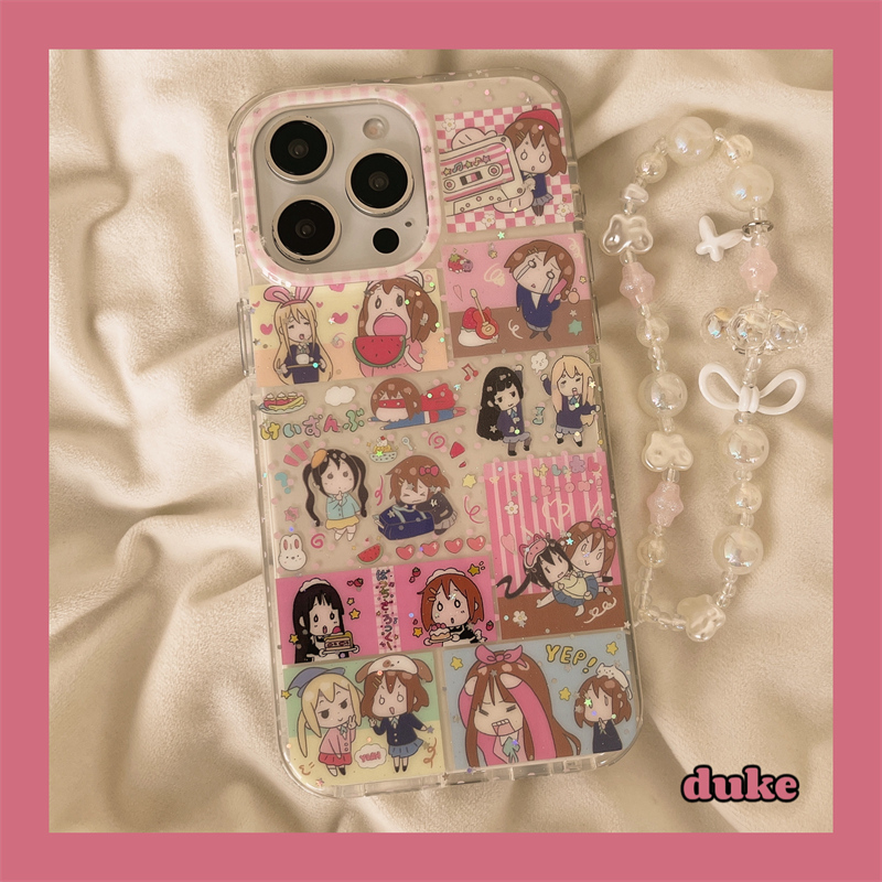 独壳 趣味卡通轻音女孩带链条适用苹果16手机壳网红iPhone15promax新款14ProMax防摔13女款双层壳手机套硬壳