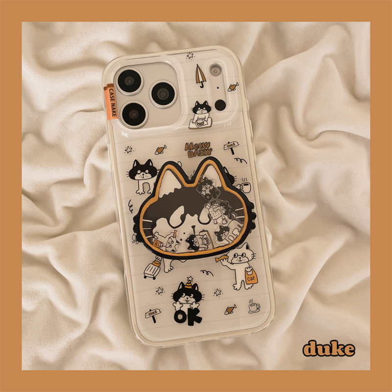 适用苹果手机壳趣味猫咪插画