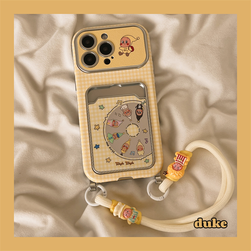 适用苹果手机壳格纹镜面星星人