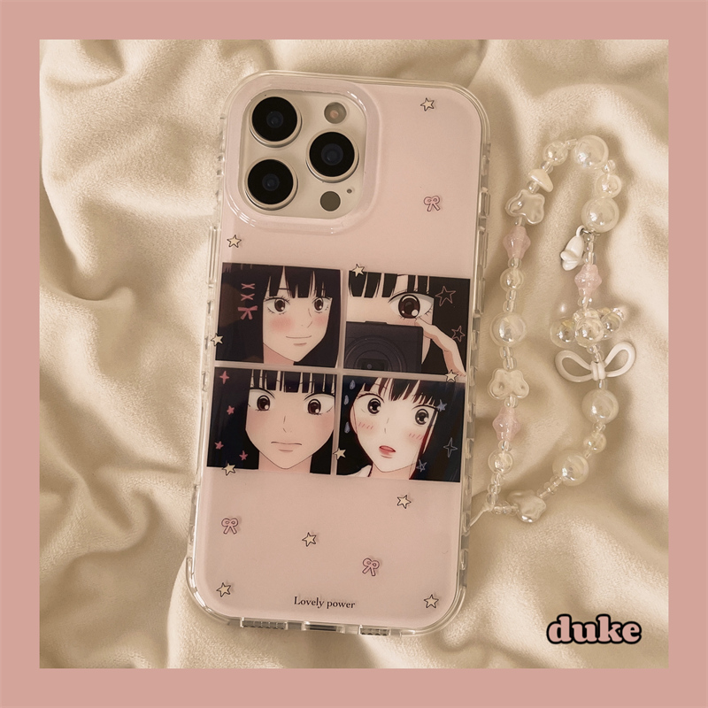 适用苹果手机壳粉色卡通动漫少女