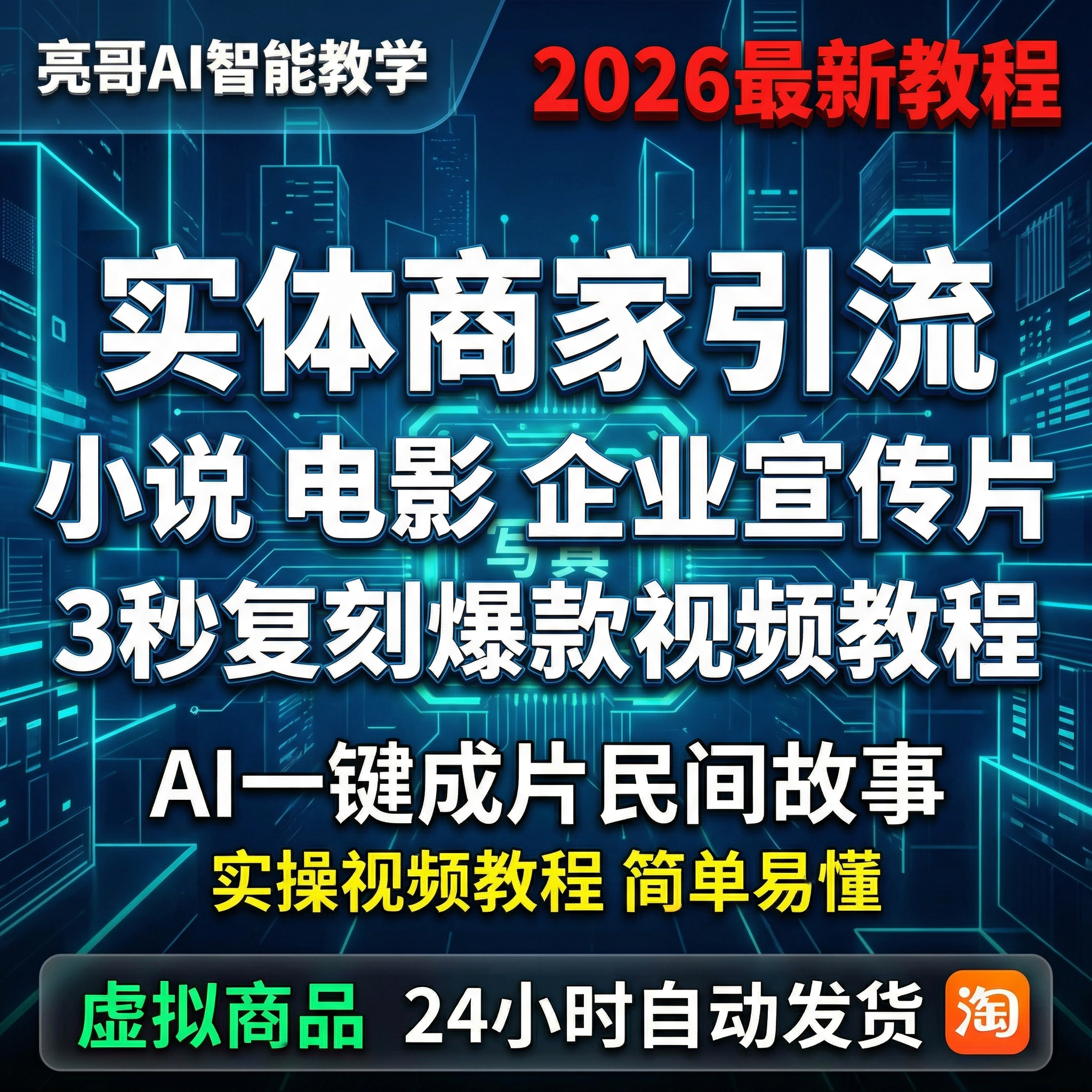 实体商家3秒复刻爆款引流短视频教程AI一键成片民间故事小说电影