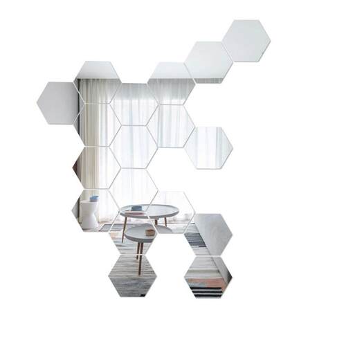 Hexagonal glass mirror, self-adhesive, diamond-shaped拼接贴