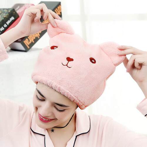 Korean cartoon quick-dry hair cap, super absorbent adult cut