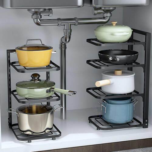 Kitchen Storage Rack for Pots and Pans, Multi-Layer Pot Orga