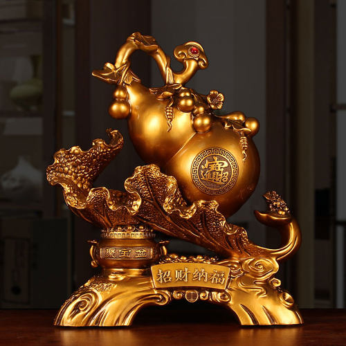 招财纳福葫芦摆件如意聚宝盆客厅电视柜玄关隔断装饰乔迁开业礼物