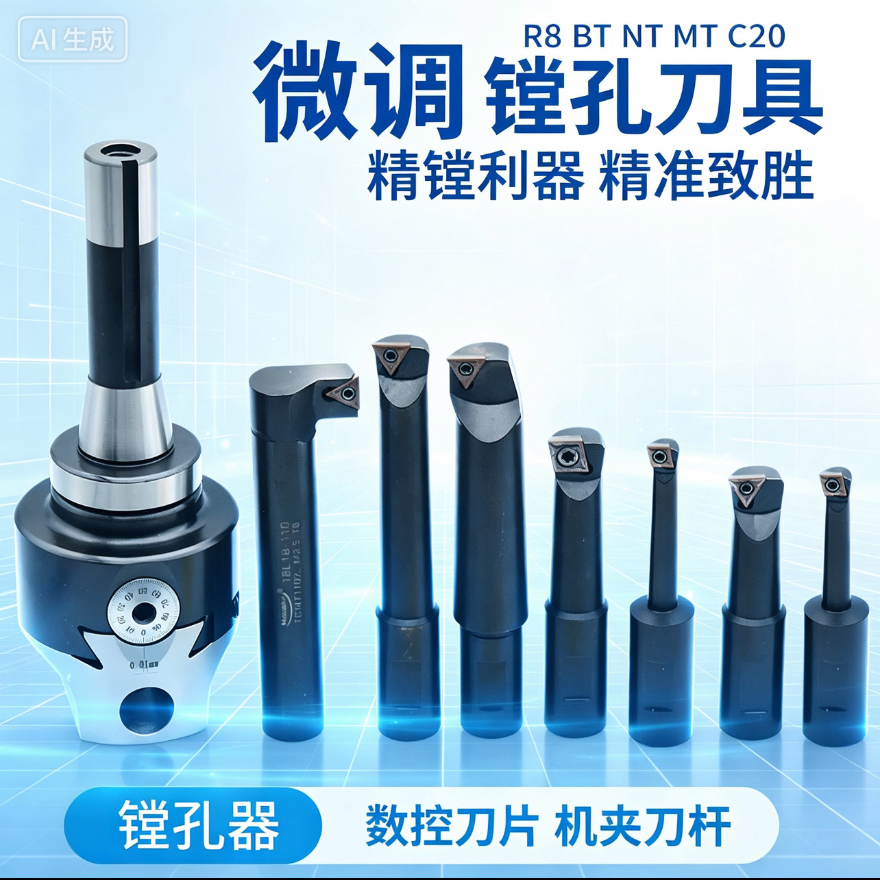 铣床R8精密可换片镗刀杆莫式柄