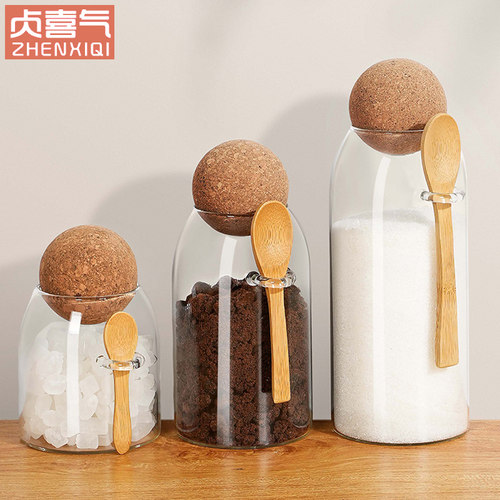 糖罐玻璃密封罐厨房家用装白砂糖