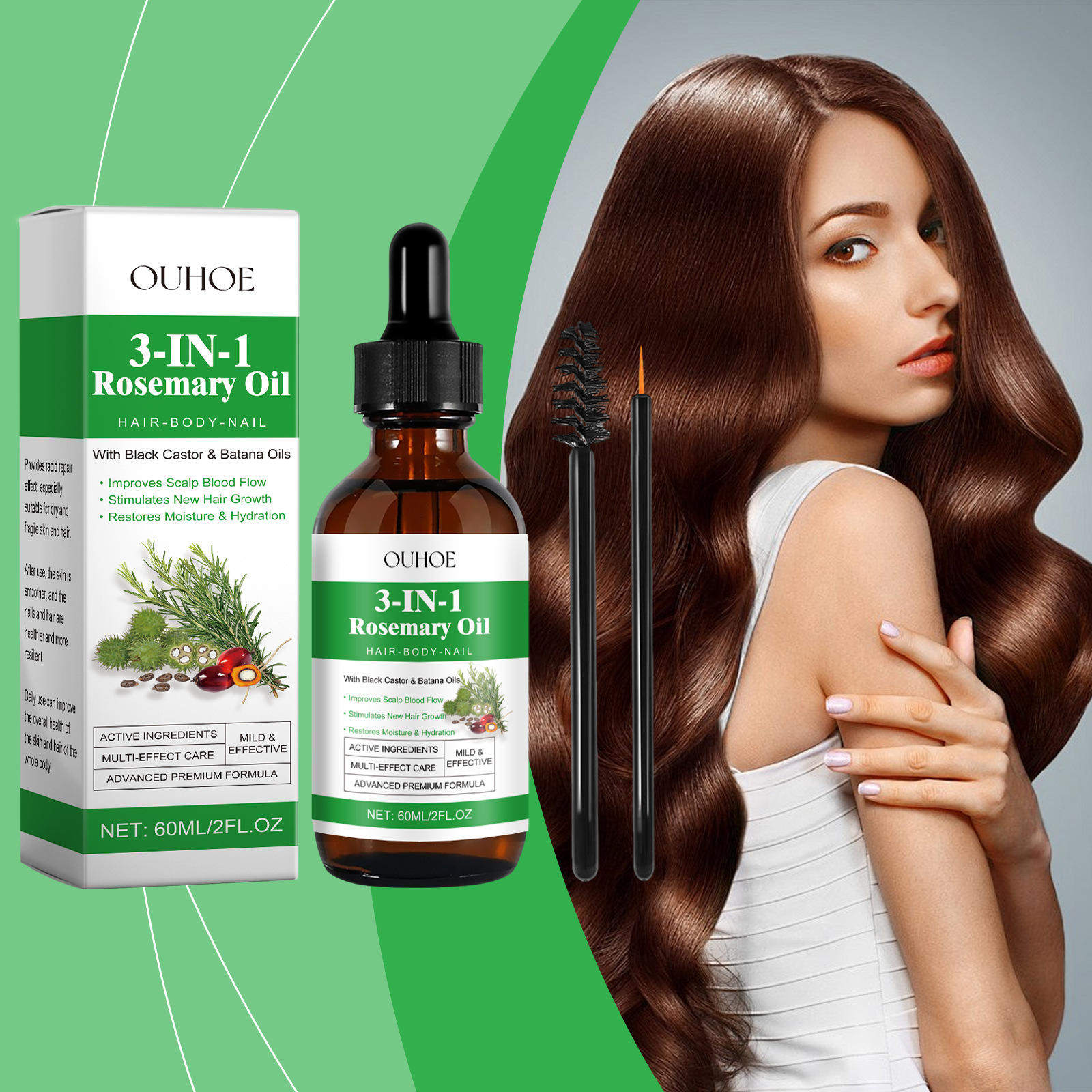 OUHOE Rosemary Black Castor Batana Oil Nourishing, Moisturi