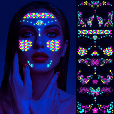 Music Festival Fluorescent Face Stickers Waterproof Nightcl