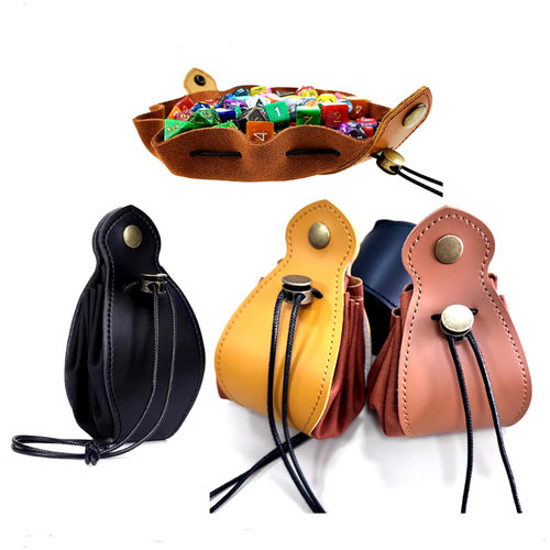 Leather dice storage bag, square dice protective cover, che