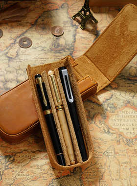 Crazy Horse Skin Pen Bag 3-Pack Handmade Magnetic Drawer st