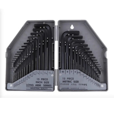 30 piece set of hexagonal metric  imperial wrench set wi