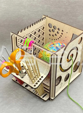 All in one Wooden Yarn Bowl Multi functional Weaving Tool B