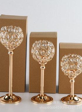 Mini Crystal Candlestick Metal Ornament Wedding Hotel Home
