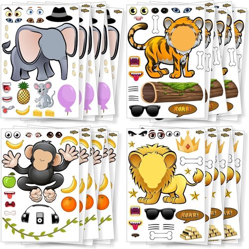 Pack stickers, children's toys, animals, DIY cartoon labels