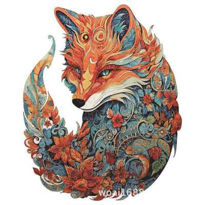 Animal Fox Wooden Puzzle UV Color Printing Laser Cutting Cr