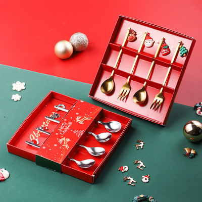 Stainless steel spoon Christmas set pendant spoon fruit for