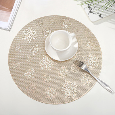 Modern hollowed out snowflake table mat Round PVC gilding t