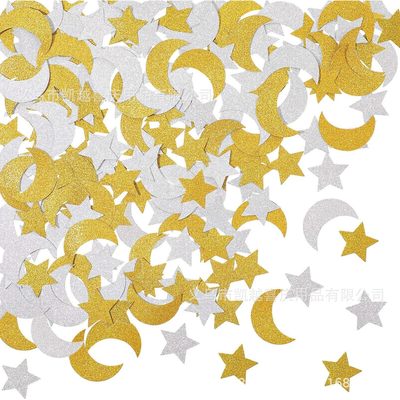 100 pieces of sparkling stars and moon paper, colorful gold