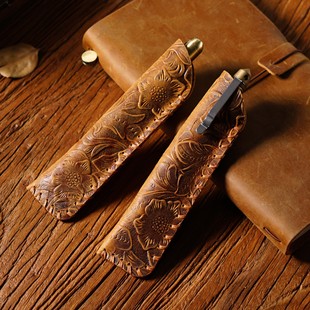 Pen case, genuine leather knife cover, personalized, handma