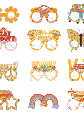 Two Groovy Paper Glasses Hippie Theme Adult Party Decoratio
