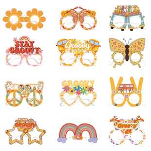 Two Groovy Paper Glasses Hippie Theme Adult Party Decoratio