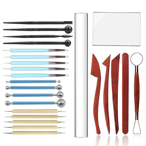 25 piece set of ceramic tools, soft clay carving knife, pil