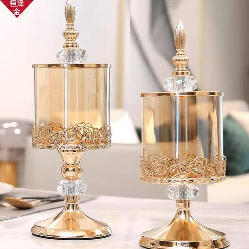 Light luxury crystal glass storage jar with lid, American l