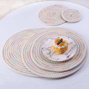 Japanese handmade colored cotton thread woven placemats for