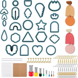 142 piece set of polymer clay cutters, plastic earring mold